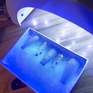 Blue butterfly Gel Press On Nails 💅🏼🦋💙🤍